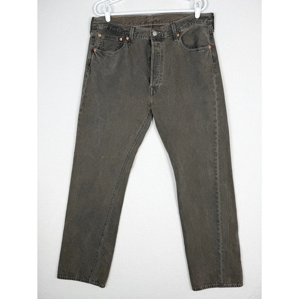 Levi's 501 Original Fit Jeans Mens 36x32 Gray Button Fly Straight Leg Denim